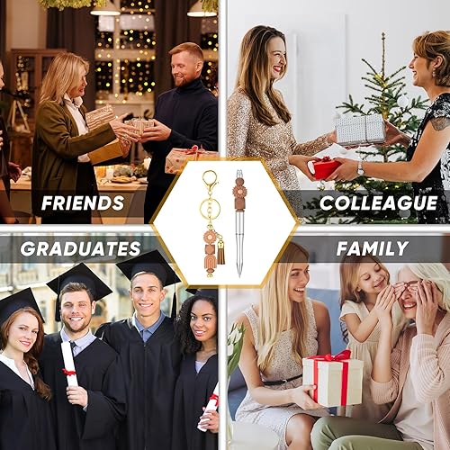 Miniatura 7 de Resholder Juego de 10 bolígrafos con cuentas y llavero con borlas, cierres de langosta, colgantes, cuentas coloridas a granel, kit de fabricación de