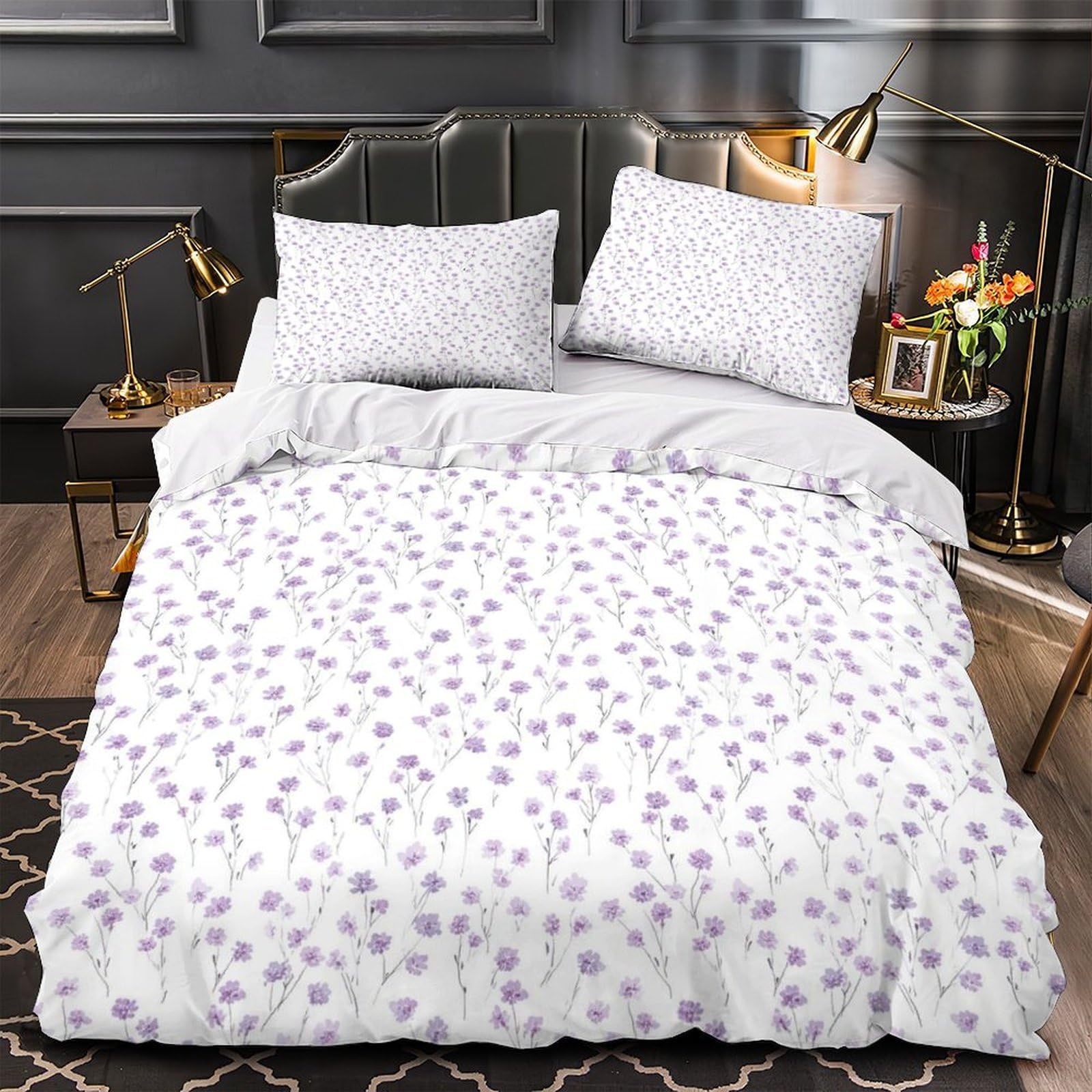 Parure de lit hypoallergique et douce avec housse de couette zippée 3D