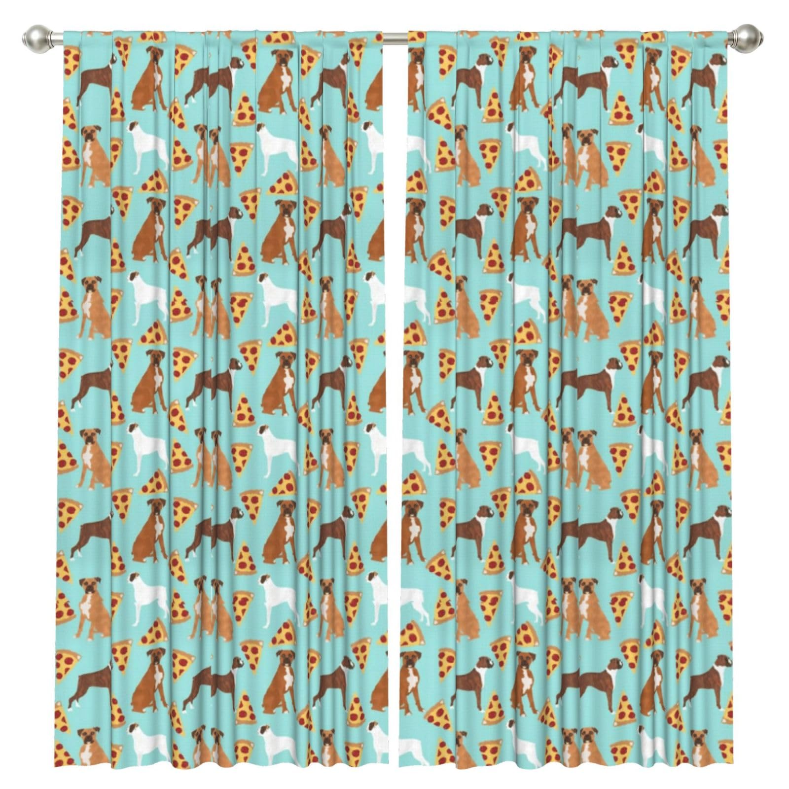 InOmak Boxer Dog, 2 Panels Window Curtains 52 x 84 Inch Blackout Curtains for Living Room Bedroom