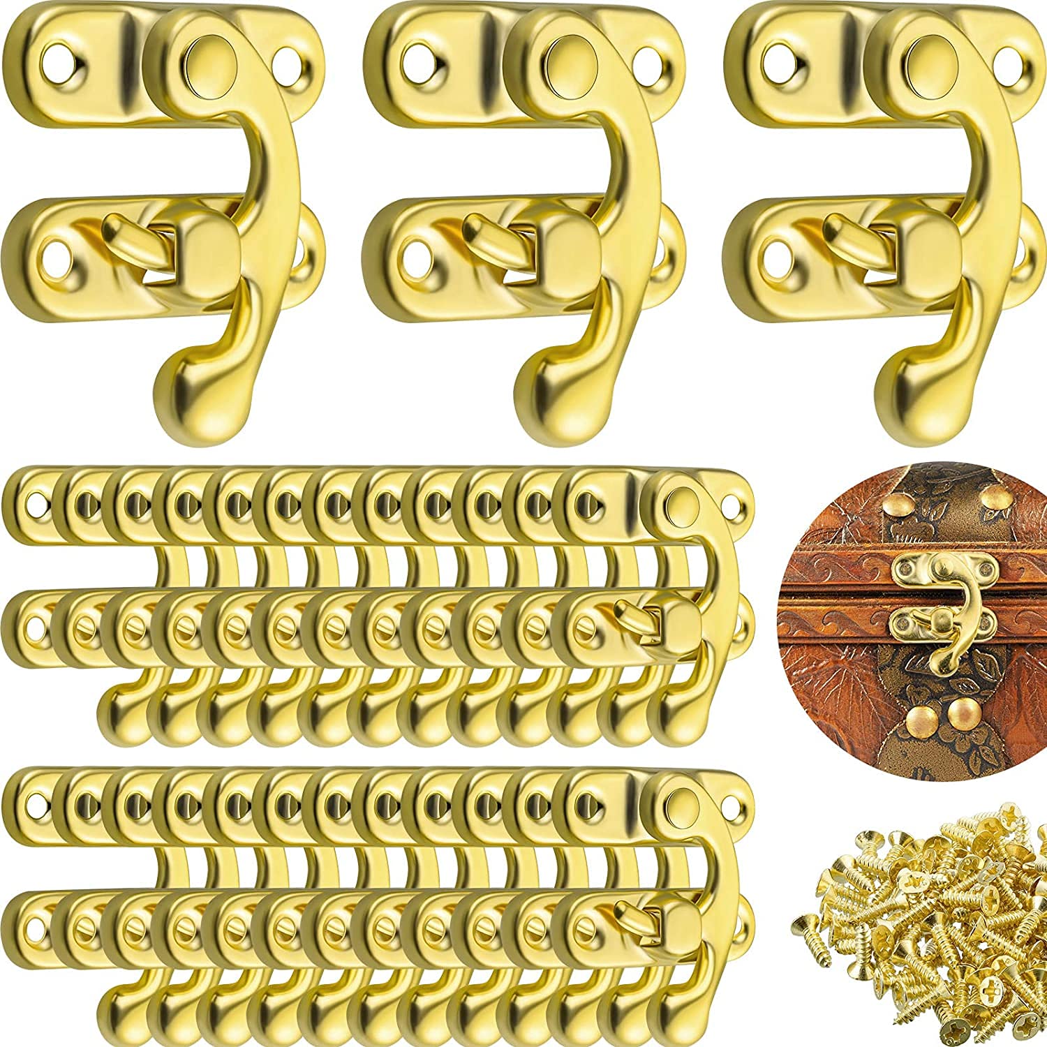 Teclican Golden Jewelry Box Hardware Right Latch Hook Hasp Horn Lock Wood Jewelry Box Latch Hook Clasp and Screws (Right Latch Buckle) PC-13 (50) (B0BHCHSLL8) Amazon Price History, Amazon Price Tracker