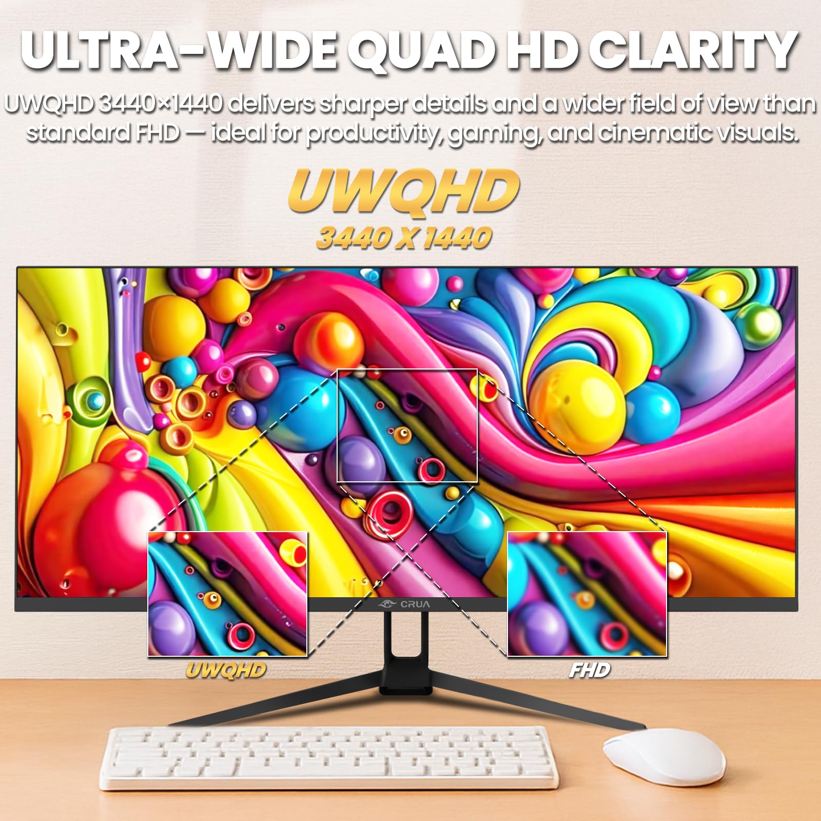 Amazon.com: CRUA 34'' Ultrawide Gaming Monitor, 21:9 UWQHD