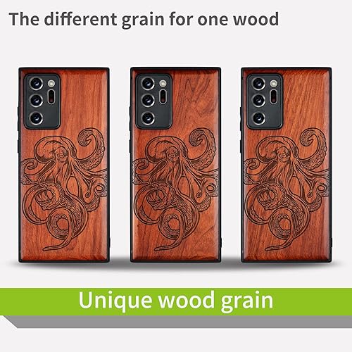 Miniatura 7 de Carveit Funda de madera para Galaxy Note20 Ultra madera real dura y TPU suave negro funda protectora de madera única y elegante compatible con