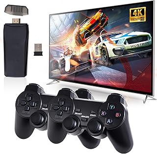Wireless Retro Game Console, Retro Gaming Console with Built-in 9 Emulators, 25100+Games, 4K HDMI Output, Dual 2.4GHz Wireless Controller, Plug and Play Video Game Console (Black)
