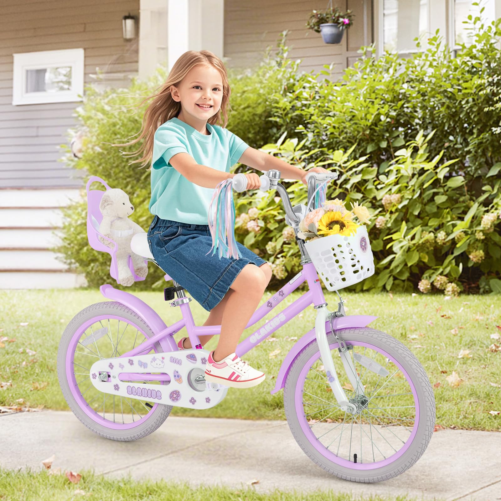Olakids Kids Bike 18 Inch Girls Bicycle with Doll Seat