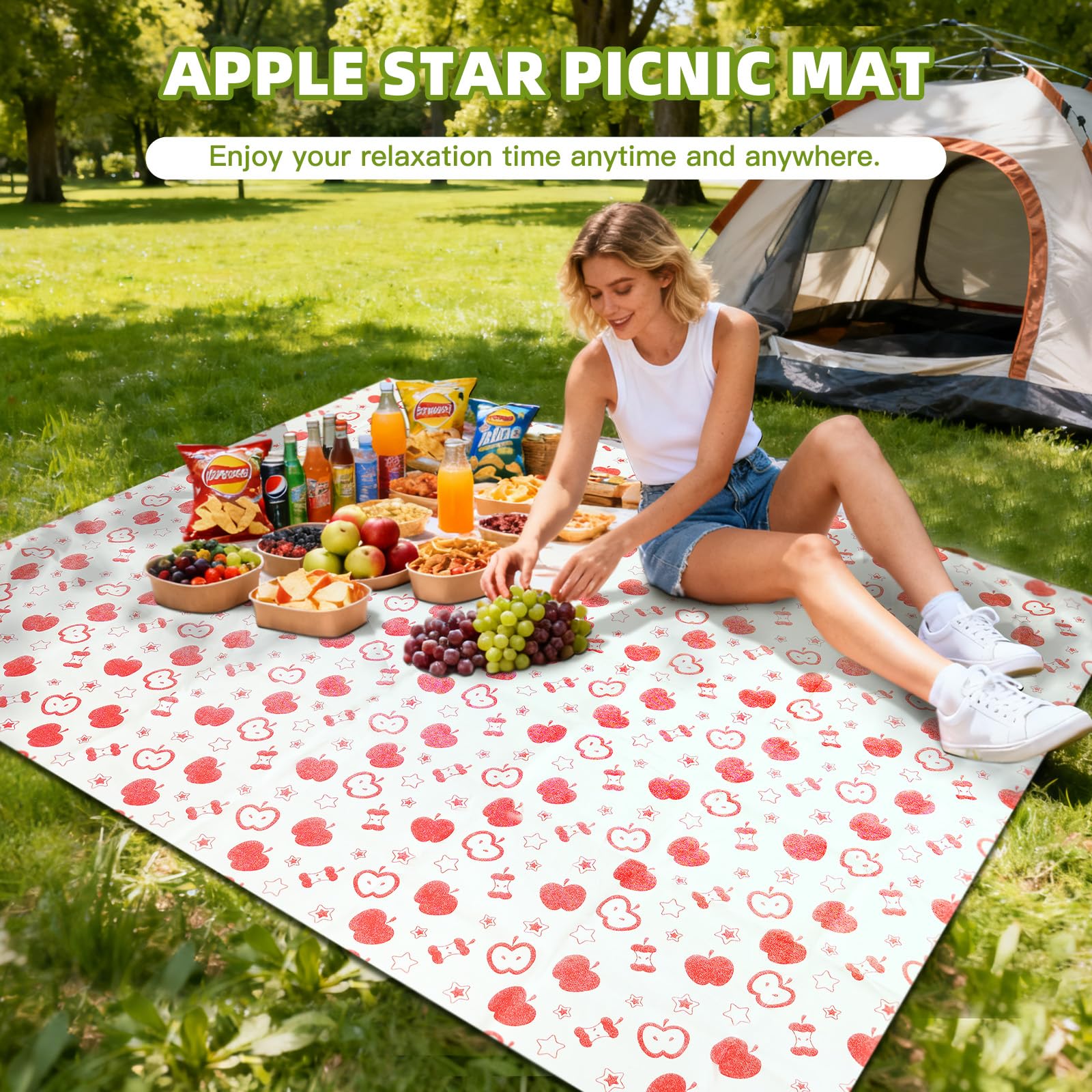 Jednorazowa mata piknikowa na plażę, do użytku na zewnątrz, 200 x 160 cm, wodoszczelna i odporna na piasek – idealna na plażę, kemping, do ogrodu, może być cięta na różne kształty, np. jako obrusy i