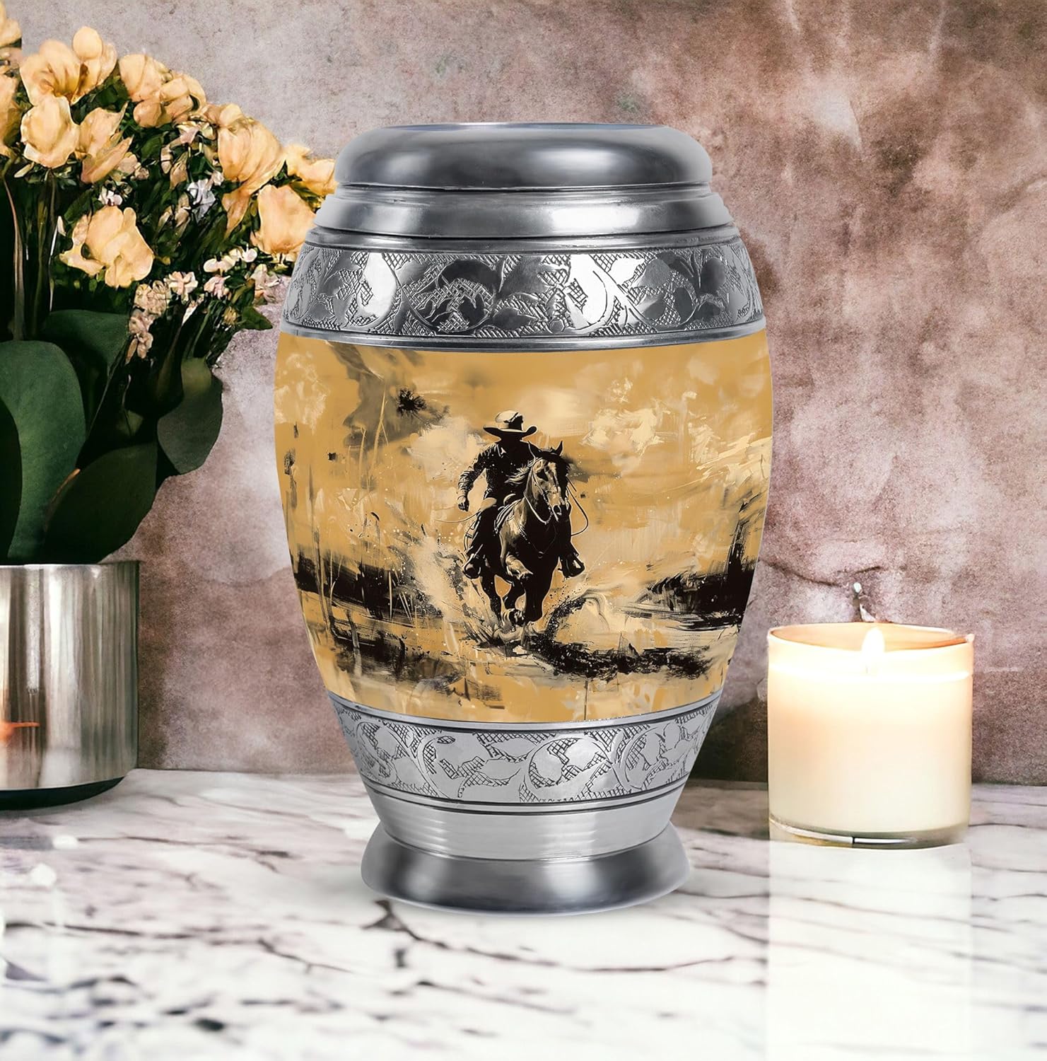Cowboy Urn - Ashes Urn for Women & Men - 10 inch Pack