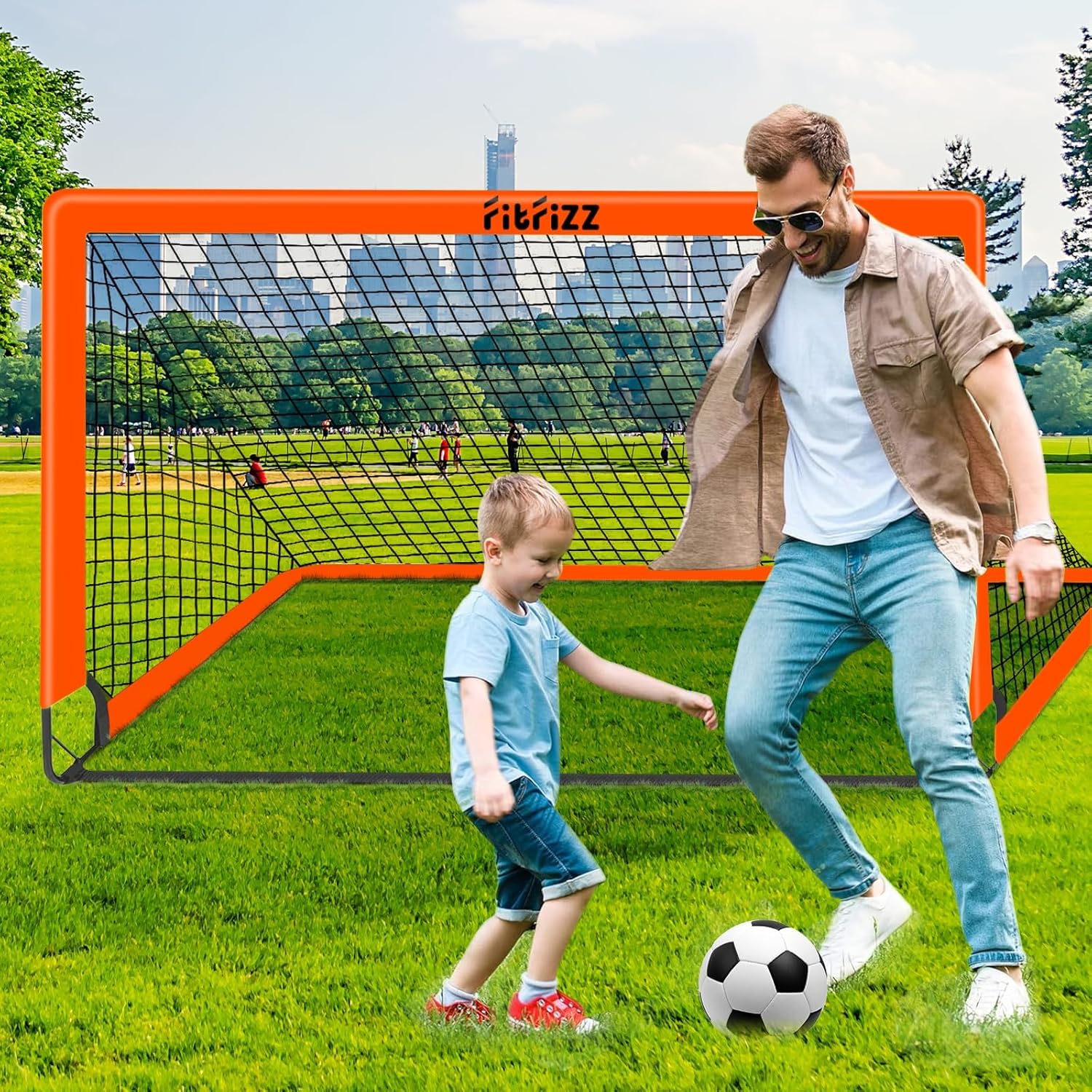 Soccer Goal, Soccer Goals for Backyard, 6x4ft Portable Pop Up Soccer Net Set, Soccer Training Equipment with Soccer Ball, Ladder and Cones