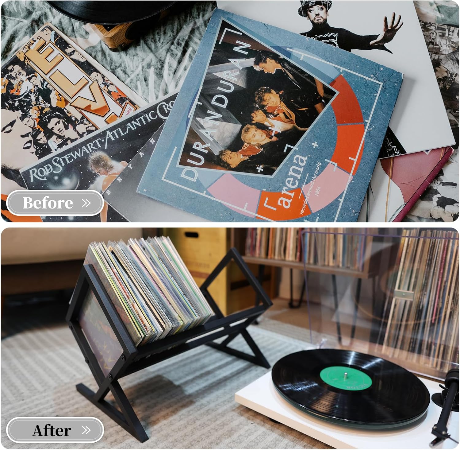 Organizer CD Display Frame Magazine Placement Rack For Arrangement Metal Desktop Creative Bookshelf Record Storage Holder(Large)