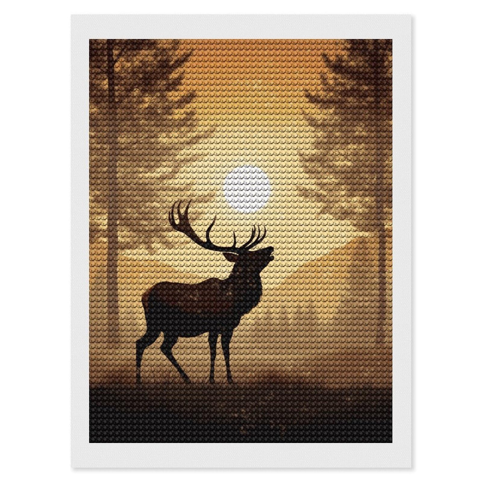 DWVTSLH Elk Artwork Diamond Painting Kits for Adults, Personalized Diamond Photo Art Full Drill, DIY 5D Diamond Art Painting Kits for Beginners, Home Wall Decor 12"x16"