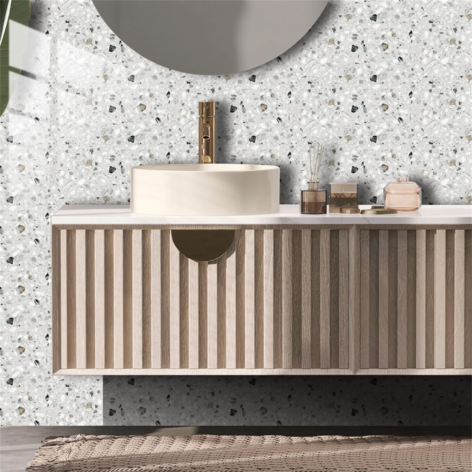 Adesivi per piastrelle effetto marmo, 15 x 30 cm, pellicola autoadesiva in PVC per bagno, cucina, paraschizzi, mosaico, per mobili, sala da pranzo (confezione da 32)
