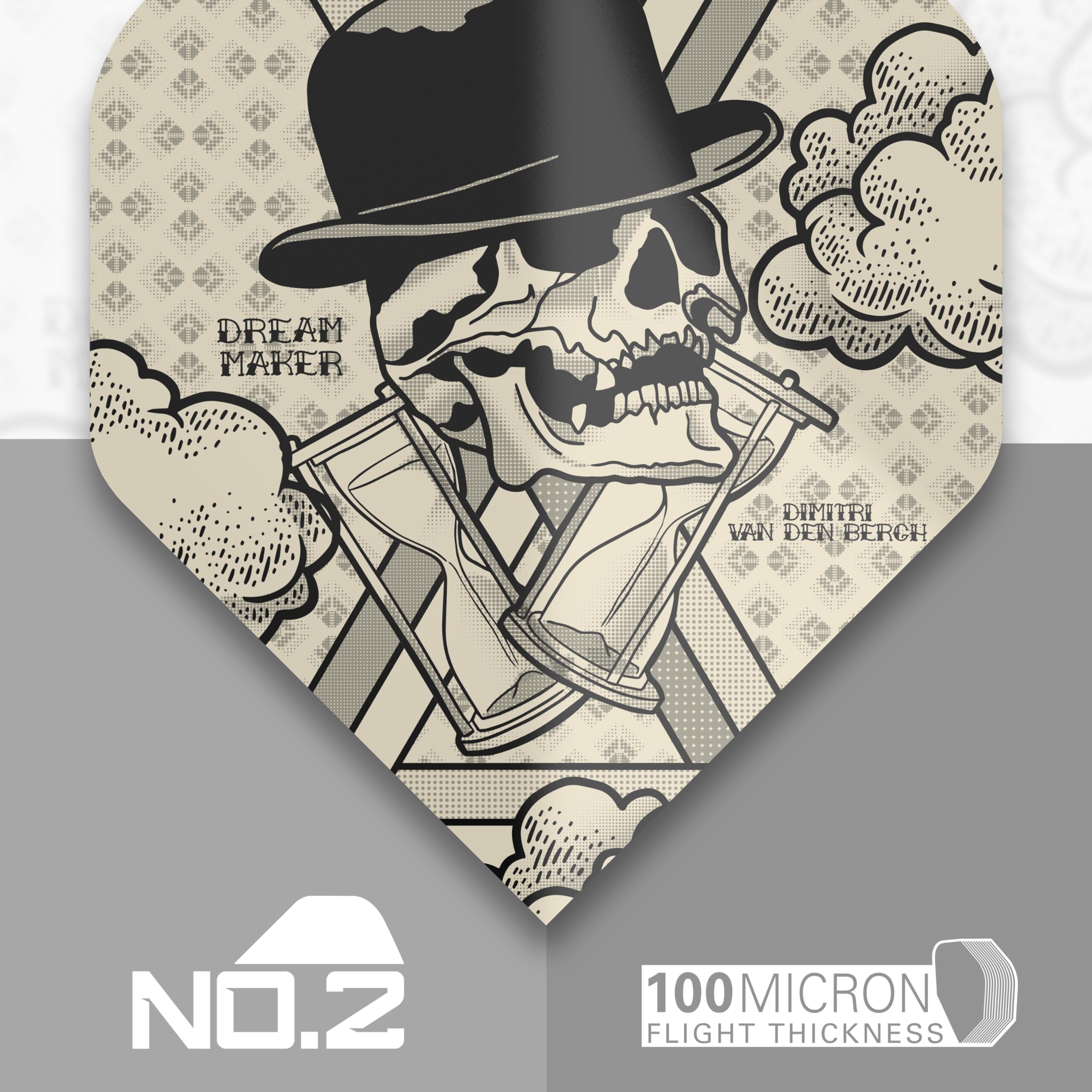 Target Dimitri Van Den Bergh Ink Design No.2 Dart Flights - 3 Set Pack (9 in total), Sand, White and Black - Image 3