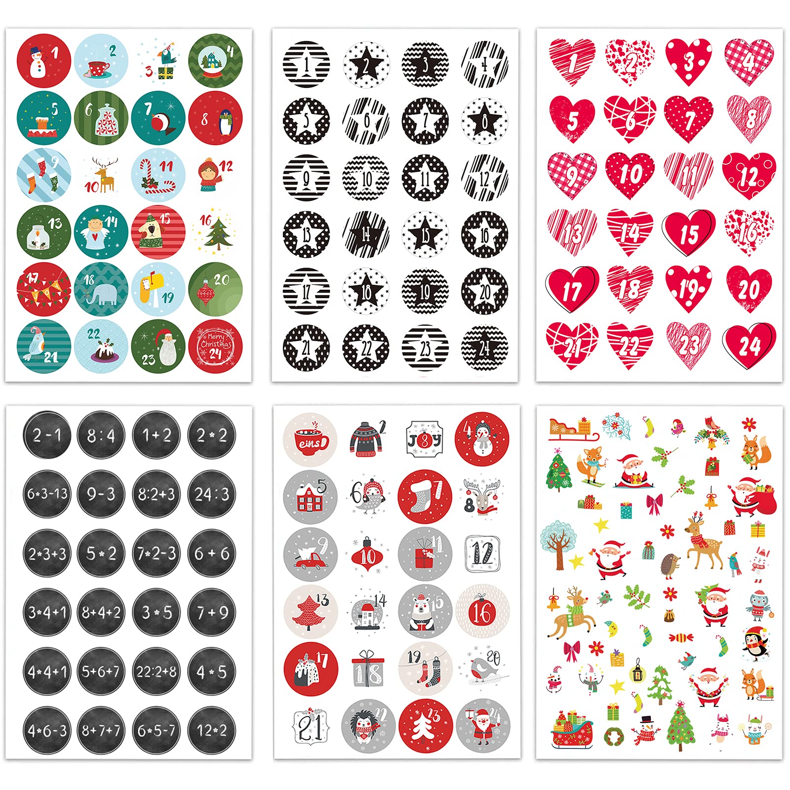 Frau WUNDERVoll Adventskalenderzahlen – 24 Pastell-Aufkleber Für DIY-Kalender (4 Cm)