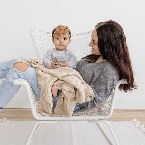 Miniatura 5 de Natemia Manta tejida de algodón 100% orgánico para recién nacidos, bebés y niños pequeños, ultra suave de 30 x 40 pulgadas, para cuna, cochecito y