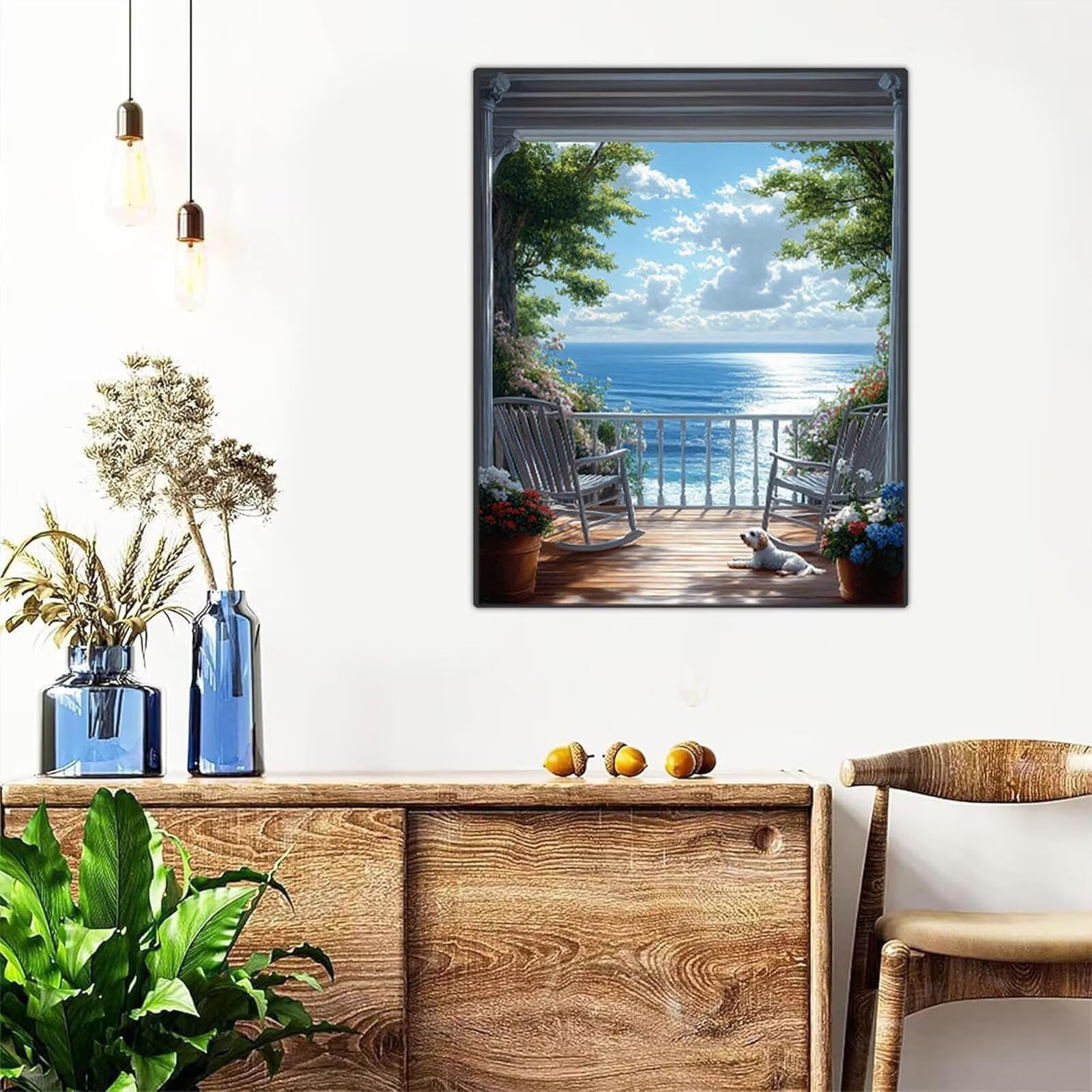 Diamond Painting Vista Mare Quadri Moderni Soggiorno 135x100 CM ZXSH9992 | Diamantini Dipingere con i Numeri Adulti Cabina Crystal Art Punto Croce Embroidery Kit per Decorazioni Casa Regalo Donna