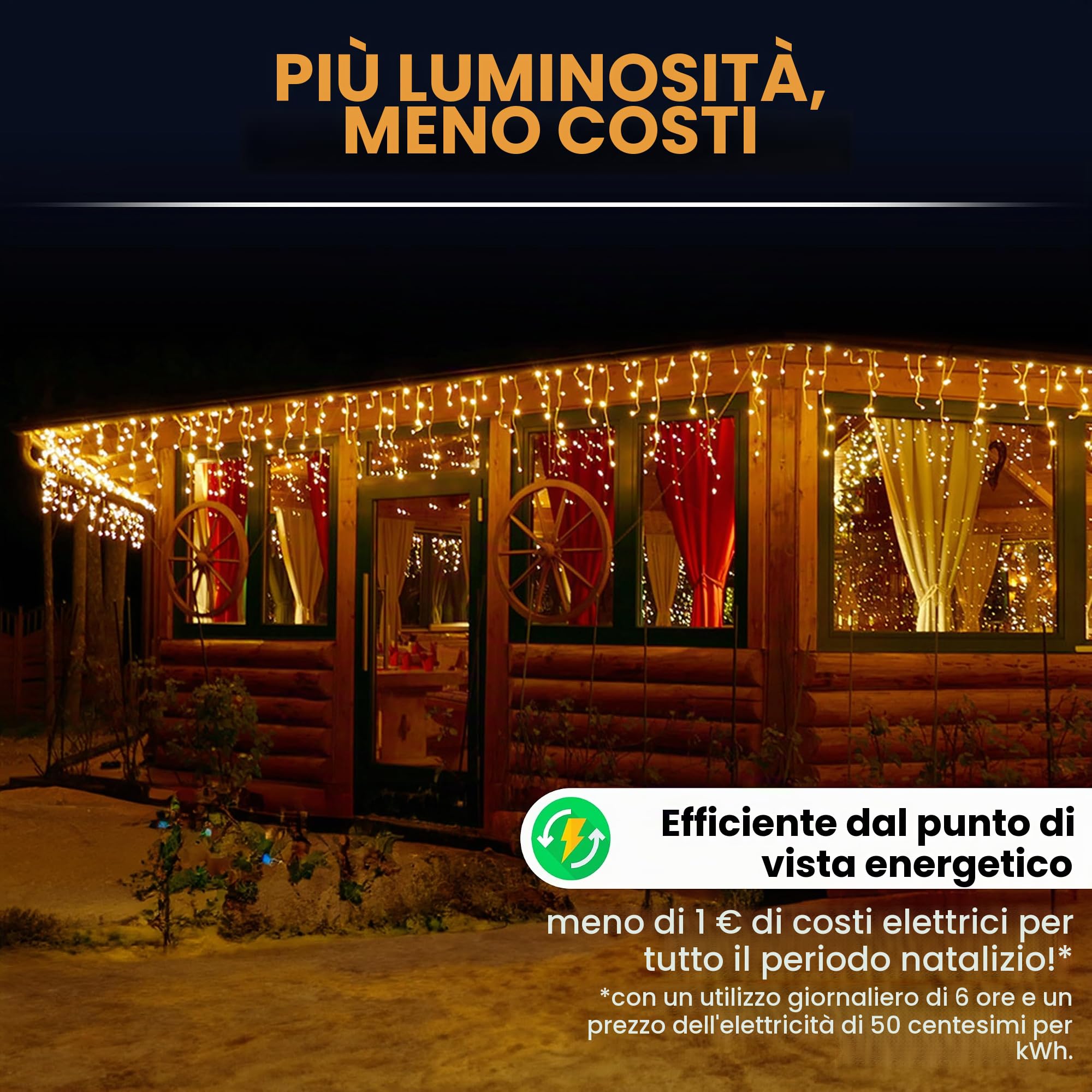 Gartenpirat catena luci pioggia ghiacciata 960 LED- 24m timer luce bianca calda