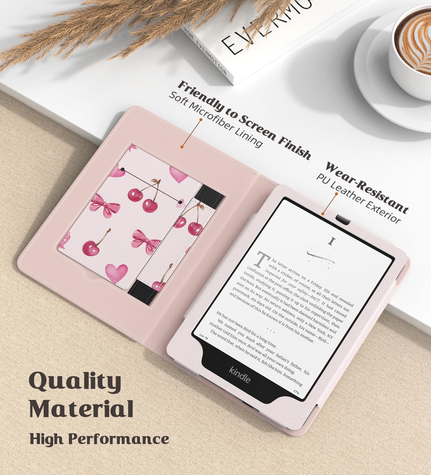 MoKo Case for 7"/6.8" eBook Reader(12th/11th Gen 2024/2021), Cherry Bow