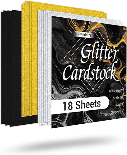 Miniatura 1 de Papel de cartulina con purpurina de 12 x 12 pulgadas, 92 libras, papel con purpurina de 92 libras, 60 hojas para álbumes de recortes, fabricación de