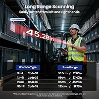 Vista 3 de Eyoyo Escáner de código de barras portátil para muñeca: escaneo rápido y de largo alcance manos libres, mini lector de código QR inalámbrico