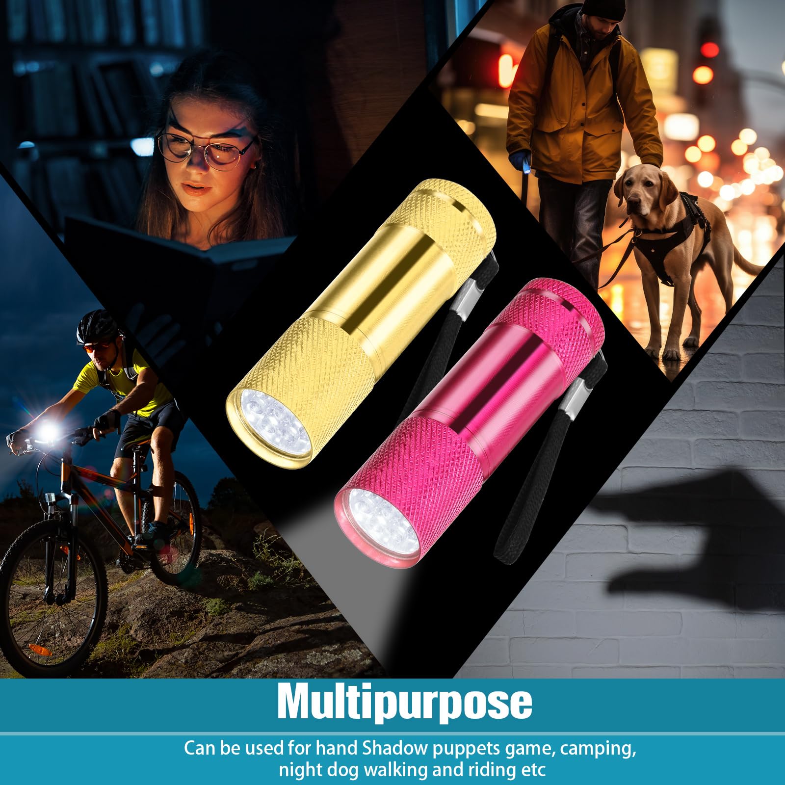 VIHOSE 20 mini linternas de aluminio a granel 9 LED linterna de mano con cordón pequeña linterna a granel para niños, lectura nocturna, cortes de energía, camping y recuerdos de fiesta de Navidad