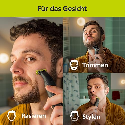 PHILIPS OneBlade Pro 360 Face & Body - elektrischer Rasierer, Trimmer & Bodygroomer, 2x 360 Klingen, Präzisionskamm, 2x Körperaufsätze, Reisetasche, für Gesicht & Körper (QP6552/30) - 3