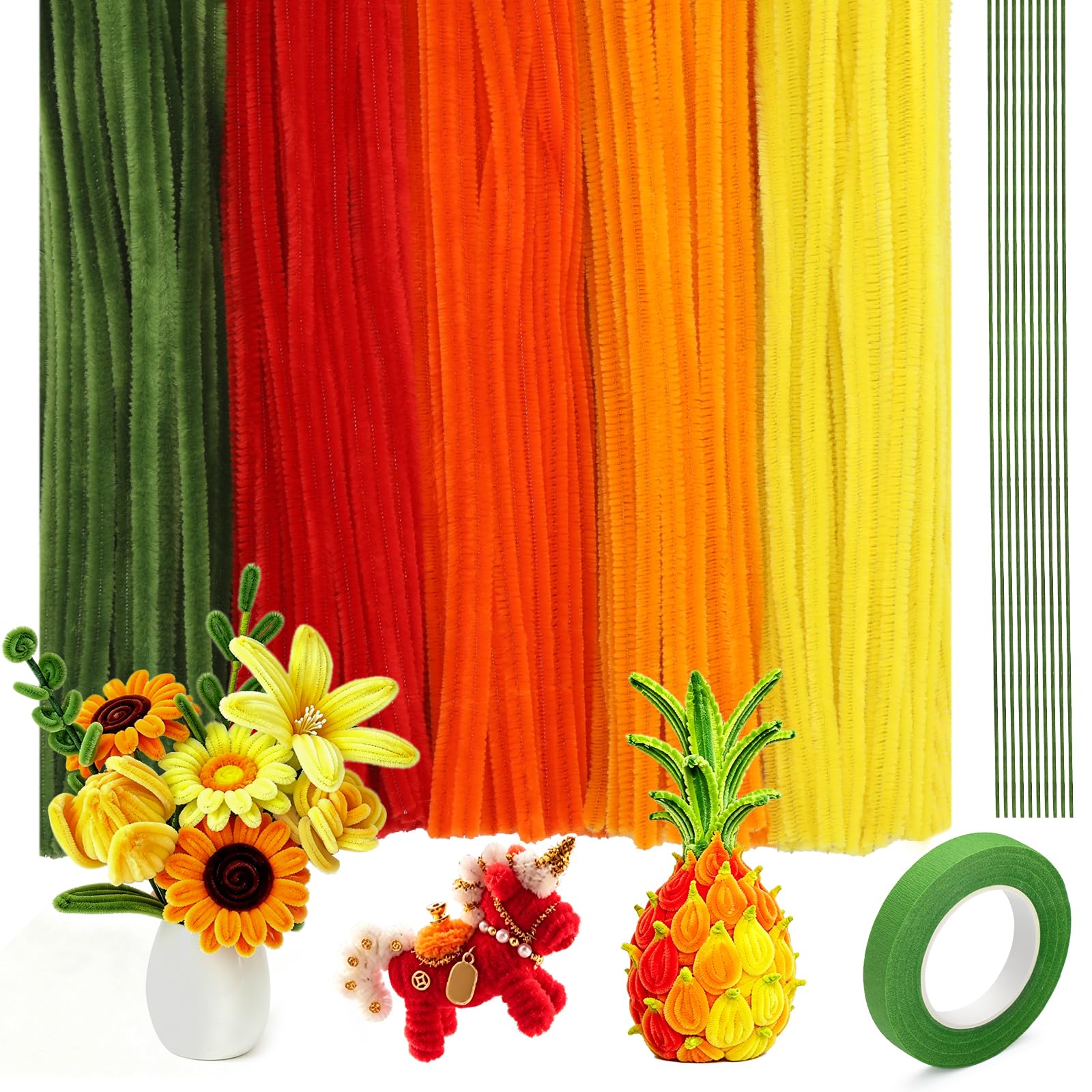 Pipe Cleaners for Craft, 300PCS Coloured Chenille Stems - Different Orange — image 1