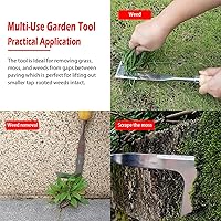 Vista 5 de SOMOLUX Herramienta de desmalezado de grietas para grietas, espátula extractor de malezas en forma de L, hoz manual de acero inoxidable de 13