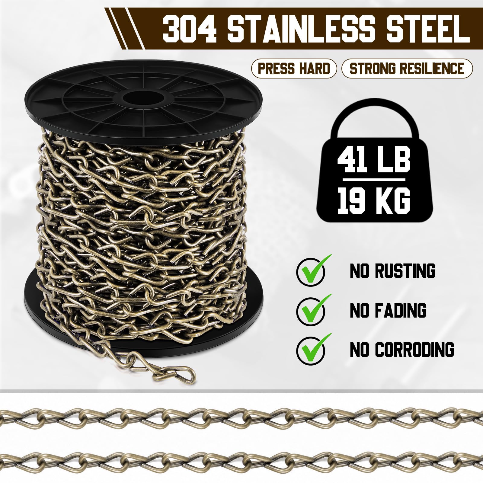 Yaocom 50ft Antique Bronze Hanging Jack Chain with 10 Pcs S Hooks, 2mm — Amazon image 6