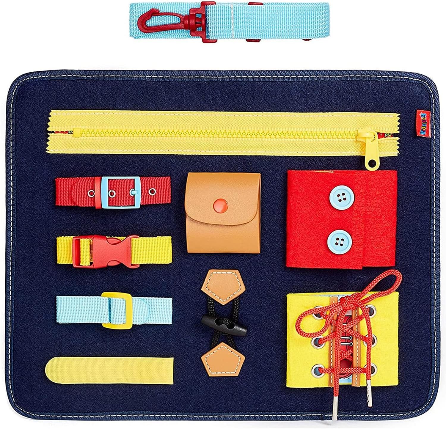 Kidology Montessori Busy Board Toy to Develop Basic Skills, Educational Sensory Board Travel Toys for Plane Car Aged 3+ Kids, Activity Parents-Kids Travelling Toys, Multi Color