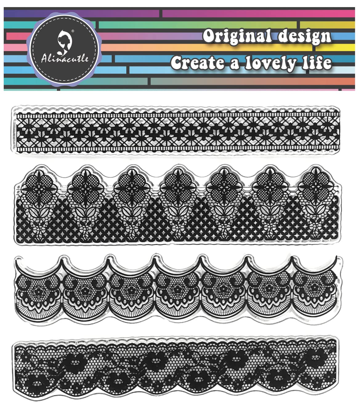 alinacutleClear Stamps , Silicon Stamp,Paper Craft Ink Stamps for Scrapbooking and Album Decoration, Handmade Card Transparent Stamps (Lace Border)