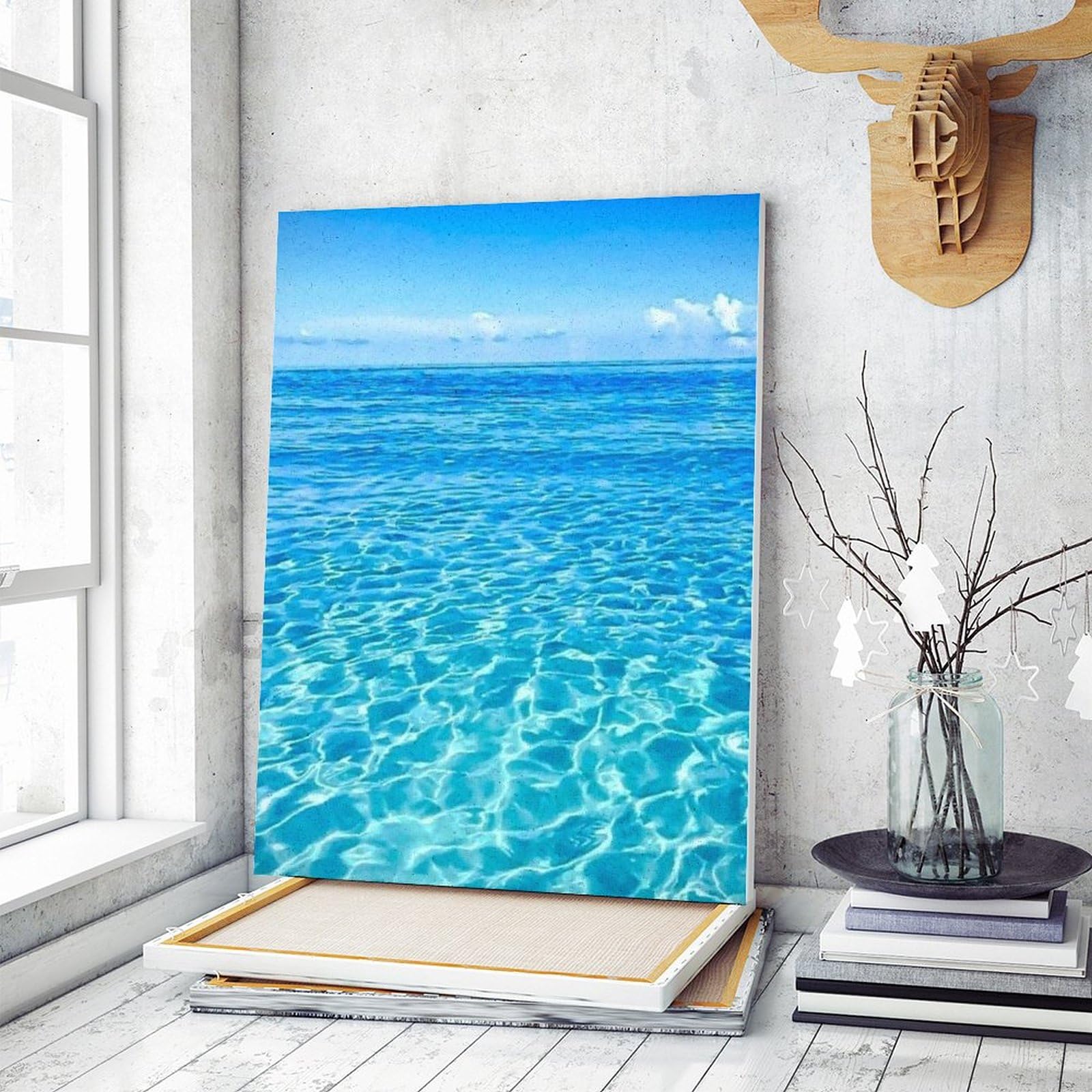 Amazon | 透き通った青い水 数字キットによる絵画 数字油絵 きらきら