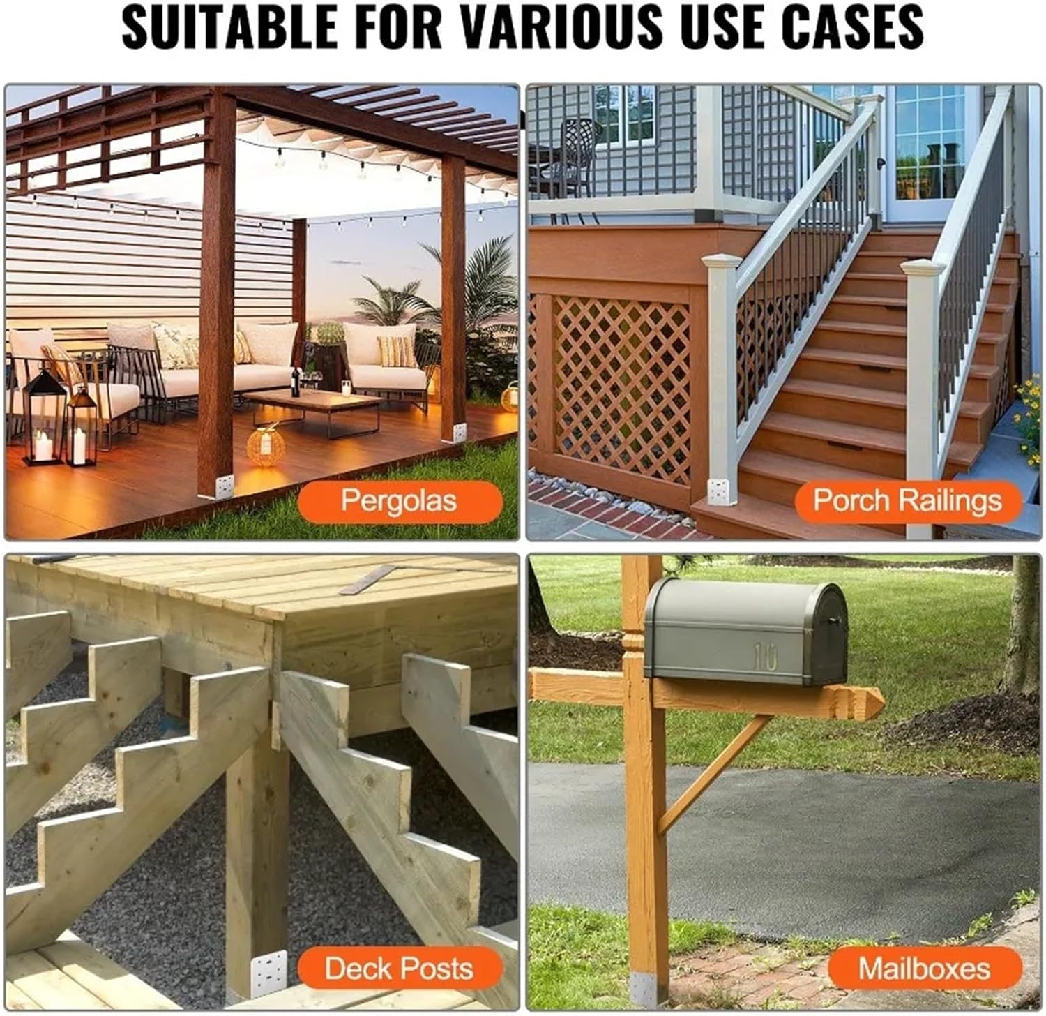 6X 6 Post Base 10Pcs Stainless Steel Adjustable Post Anchor Bracket Internal 5.9 x 5.5 Adjustable Post Base for Pavilion Deck