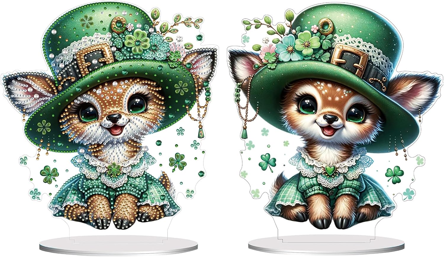 DoxQcs DIY 5D Easter Egg Rabbit St. Patrick's Day Diamond Art Painting Desktop Ornaments Kit, Crystal Rhinestones Desktop for Home Office Decor (Double-Sided Pattern, Single-Sided Diamond)-#16-2PCS