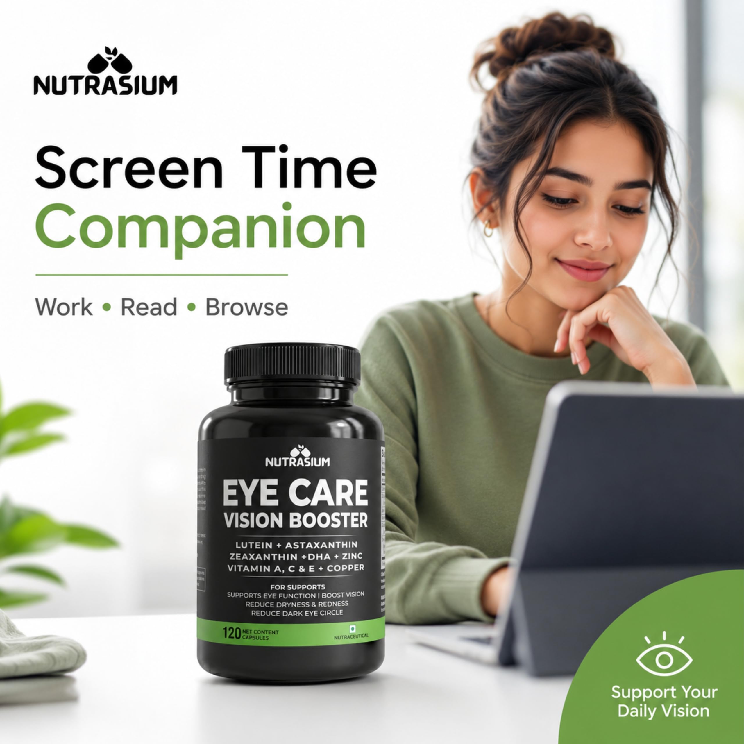 Nutrasium Eye Care | Lutein Zeaxanthin Astaxanthin | Eye Strain | 120 Tabs 1