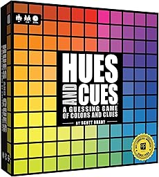 USAOPOLY HUES and CUES Vibrant Color Guessing Game Perfect for Family Game Night Connect Clues and Colors Together 480 Color Squares to Guess from