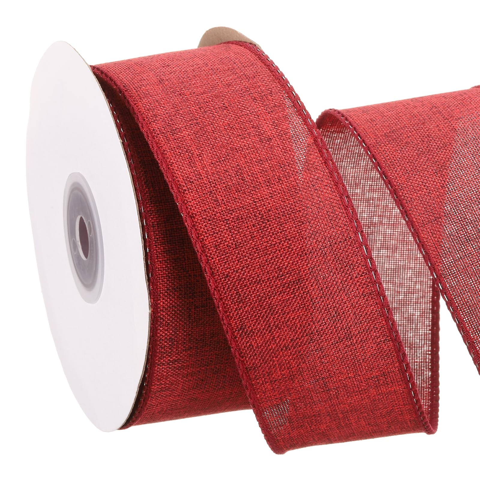 Cinta de arpillera con alambre roja de 1.5 pulgadas para manualidades y coronas