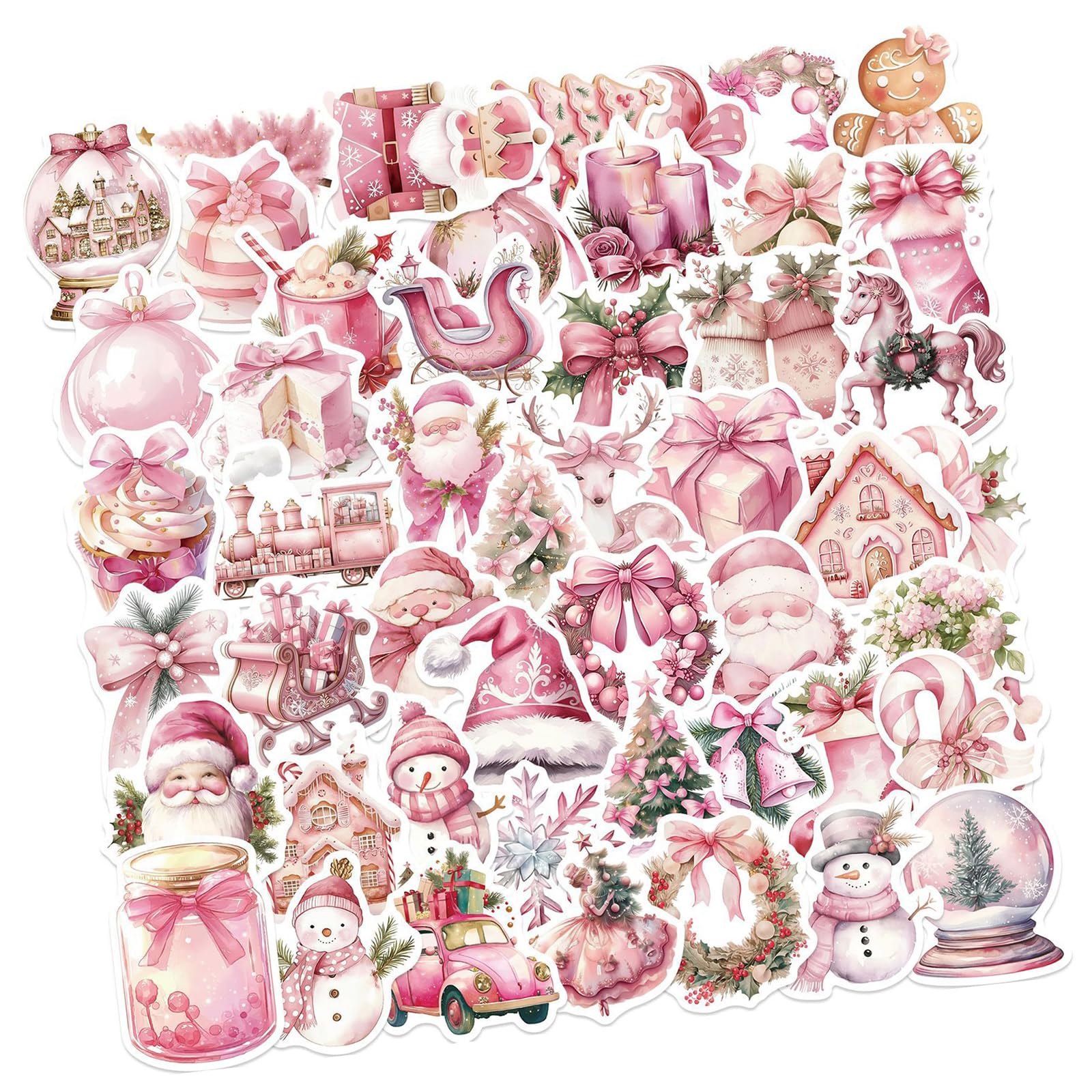 Kalttoy Multicolor 50Pcs Christmas Stickers Pvc Self-Adhesive Decals For Holiday Electronics Decorations Christmas Stickers Cartoon