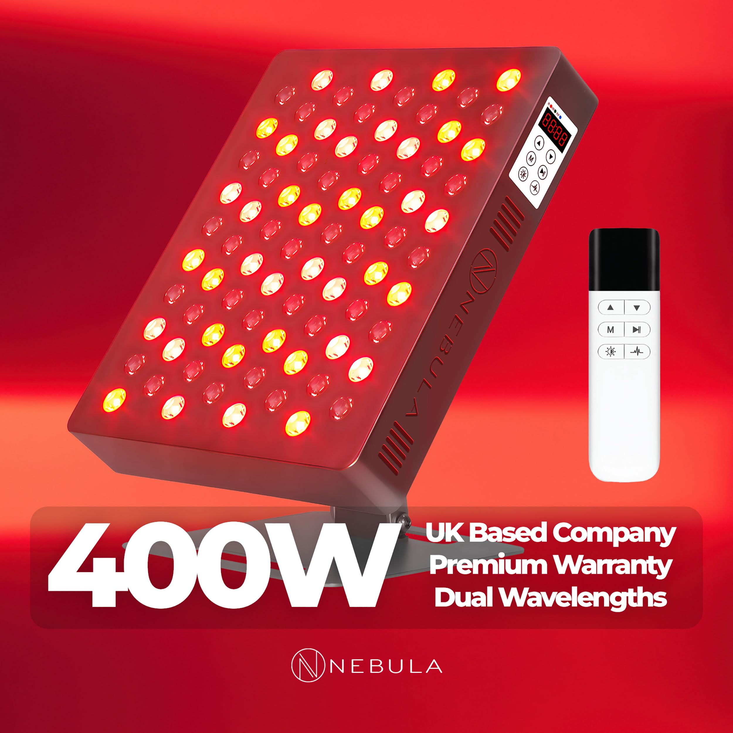 Nebula Dispositivo De Fototerapia 400W En Rojo Platino E Infrarrojo Cercano: Brazo De Escritorio Ajustable, 80 LED De Alta Intensidad Con Doble Pico De Longitud De Onda De 630nm A 850nm