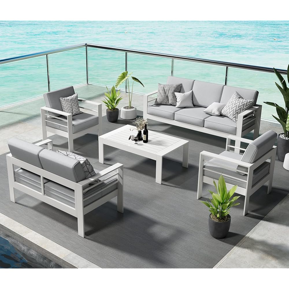 61/mo Finance Vakollia 5 Pieces Modern Aluminum Patio Furniture Set