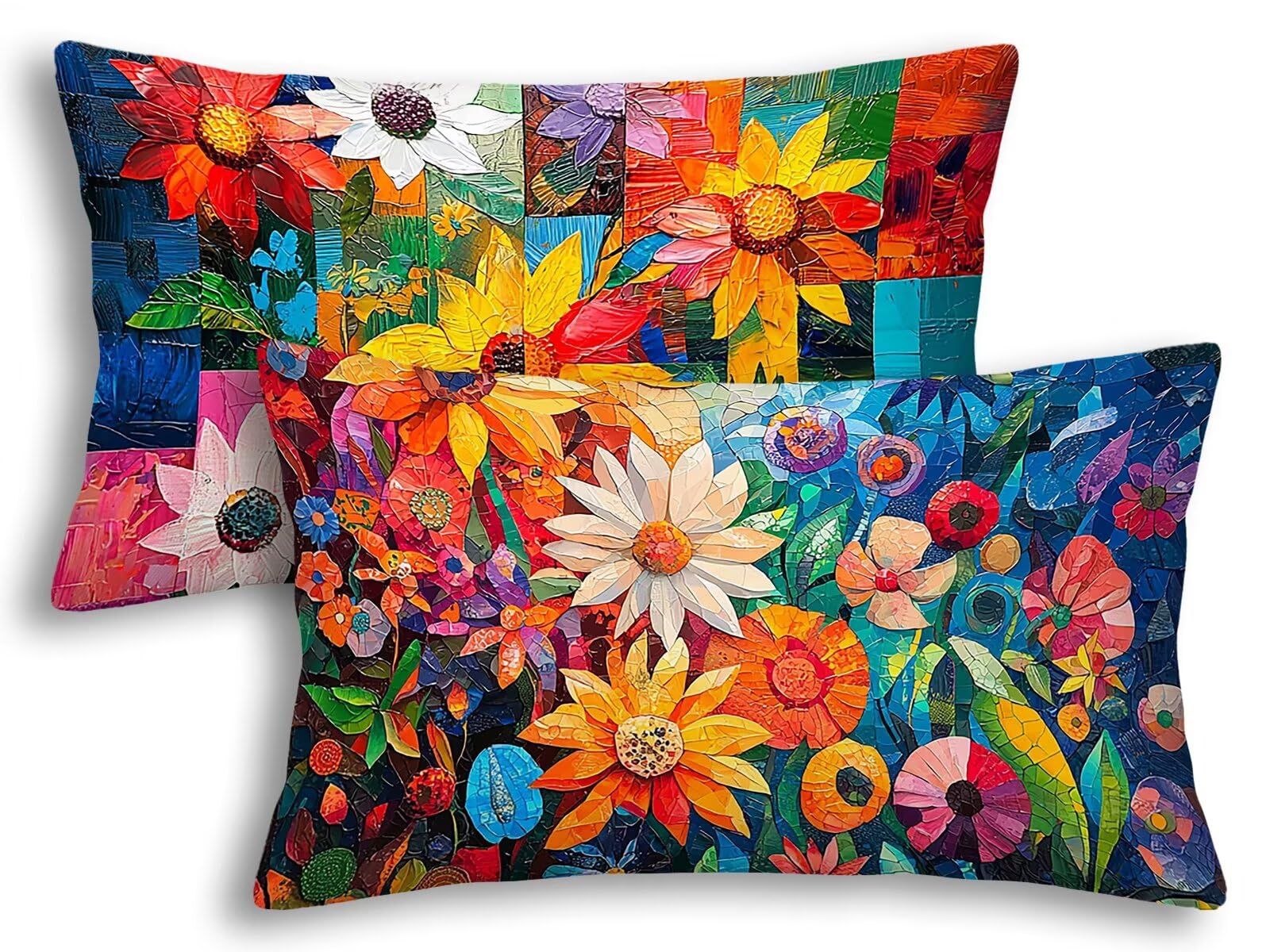 Fundas Cojines 40x80 Terciopelo Juego de 2 Fundas Almohada Flor Rectangular para Sofá Dormitorio