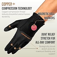 Vista 2 de Copper Tech Plus Ladies Golf Gloves Women (2nd Gen) Copper Compression Joint Support with Flexible & Comfortable Fit Tacky Silicone Pad