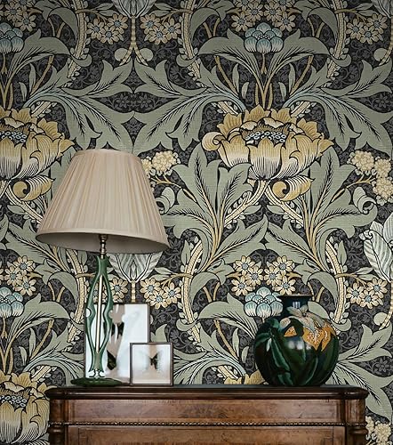 Miniatura 6 de NextWall Papel tapiz floral de Acanthus (Charocal y Goldenrod)