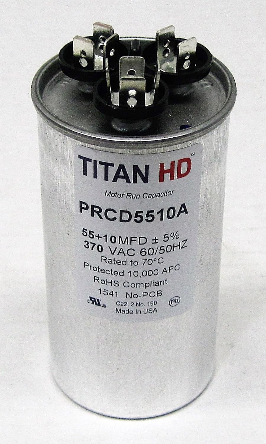 Packard Titan Hd 55+10Mfd, 370V, Round Prcd5510A