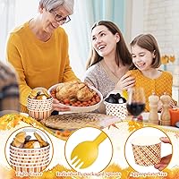 Vista 3 de Nosiny Juego de 180 vasos de papel desechables de otoño con tapas de cúpula y cucharas, 80 tazas de otoño de 9 onzas, 100 cucharas, tazas de postre