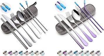 [Together Save 5%] Travel Utensils Set with Case Reusable Stainless Steel Cutlery Set