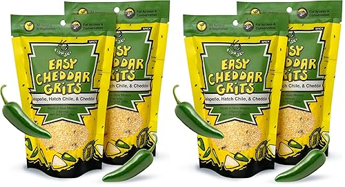 Miniatura 11 de FishSki Provisions, sémola de maíz amarillo jalapeño con queso cheddar + Chile verde Hatch + ajo, bolsas de 6 onzas, paquete de 2