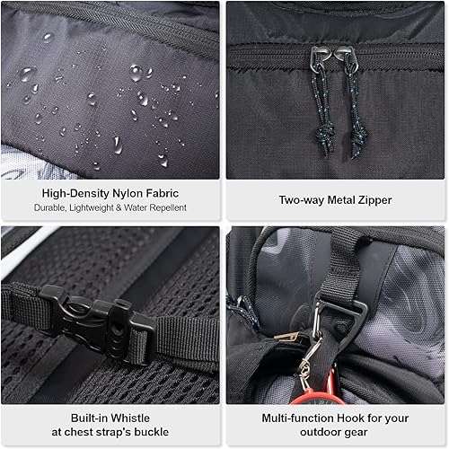 Miniatura 8 de EVERFUN Mochila de hidratación para senderismo de 18 litros con vejiga de agua de 2 L3 L, mochila de agua para mujeres y hombres, ligera,