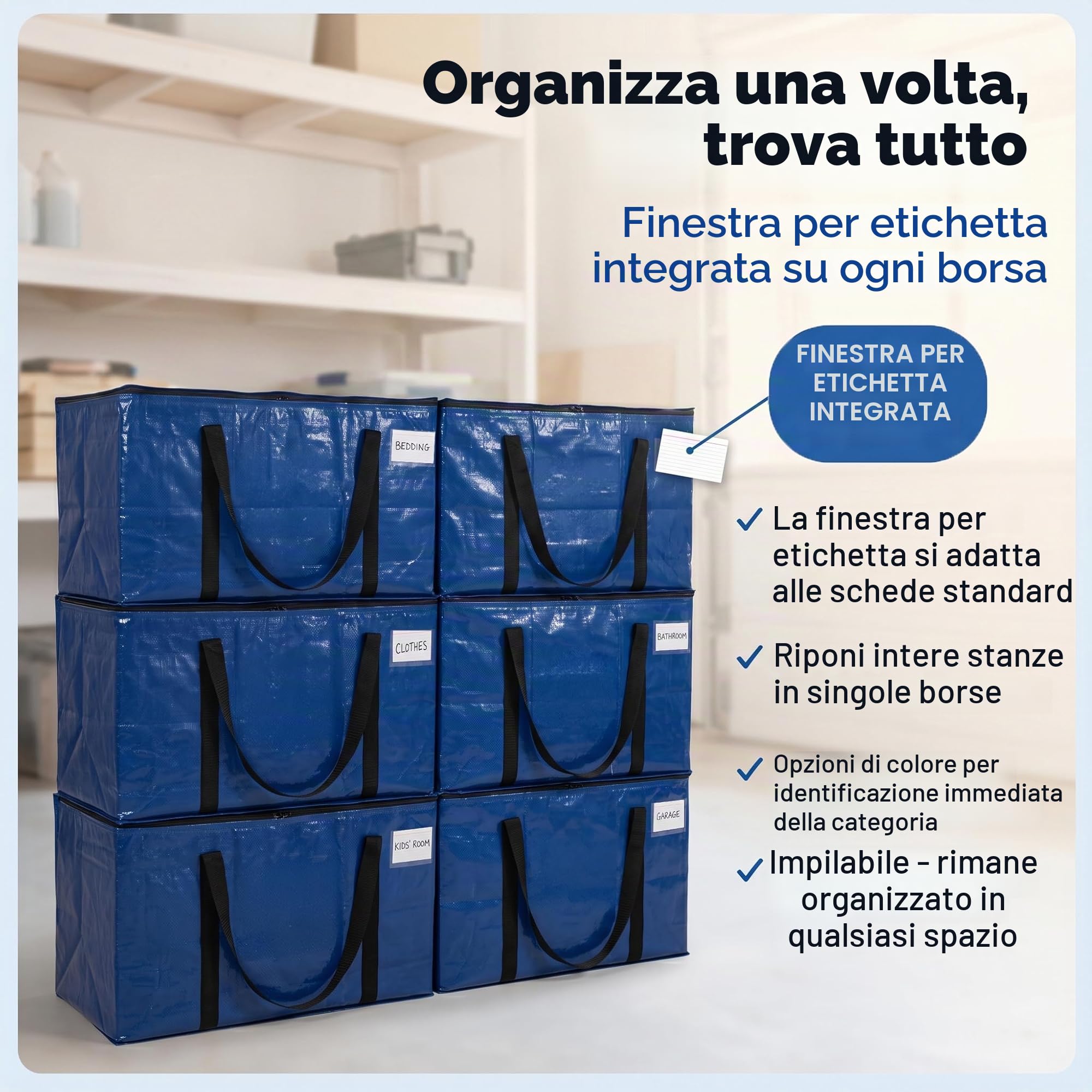 ClearSpace sacchetti resistenti per trasloco e riporre oggetti, grandi scatole con cinghie, cerniere e manici, ideali per trasloco, dormitorio universitario, viaggi, campeggio