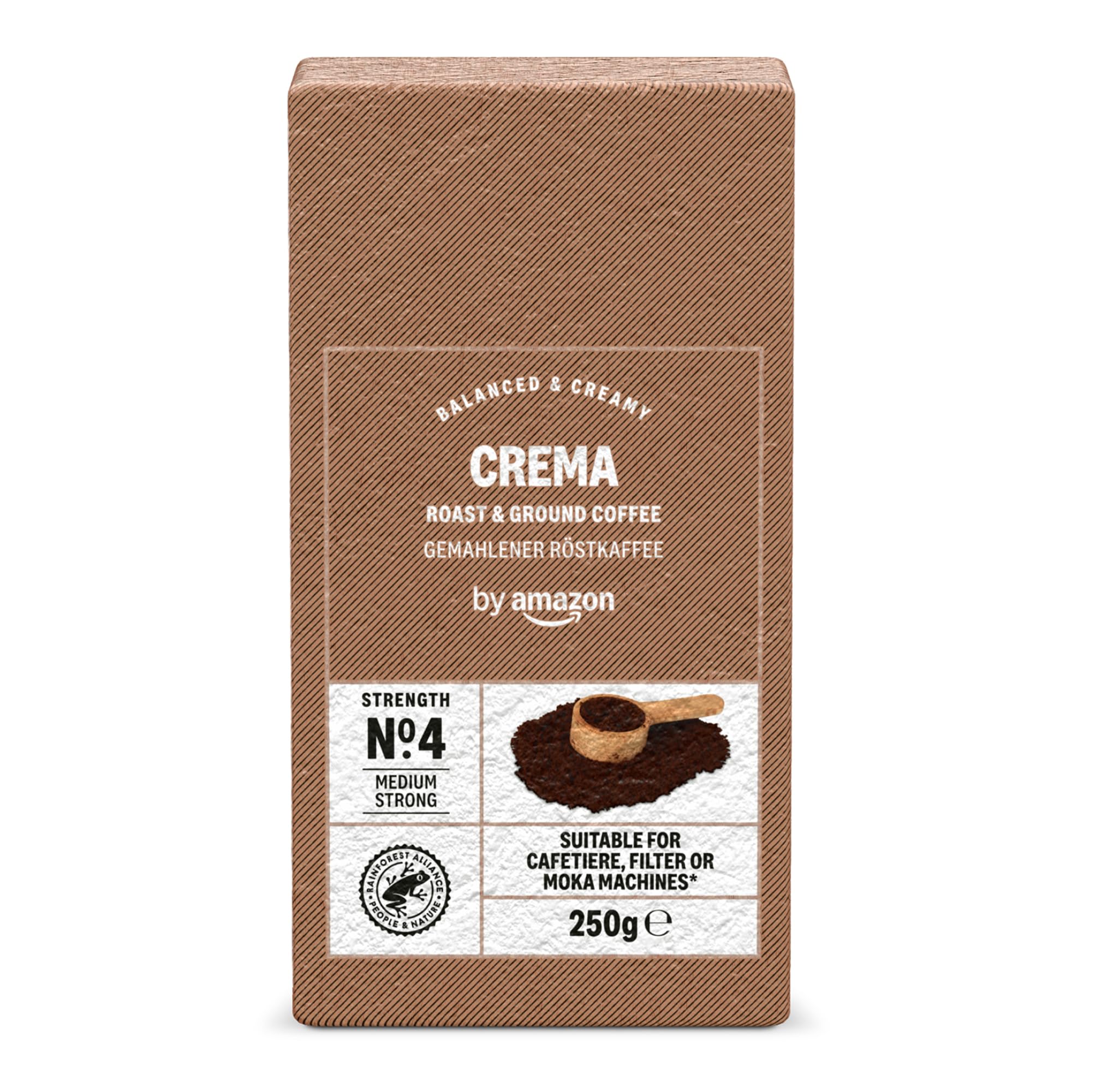 by Amazon Crema Gemahlener Röstkaffee Intensität: 4 - Kräftig, 250g