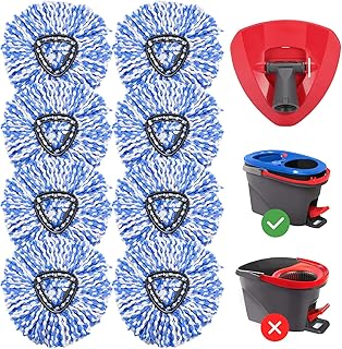 8 Pack Rinse Clean Spin Mop Replacement Head for o Cedar EasyWring RinseClean Microfiber Spin Mop, 8 Microfiber Mop Refills and 1 Triangle Mop Head Cover, Blue (2-Tank System)