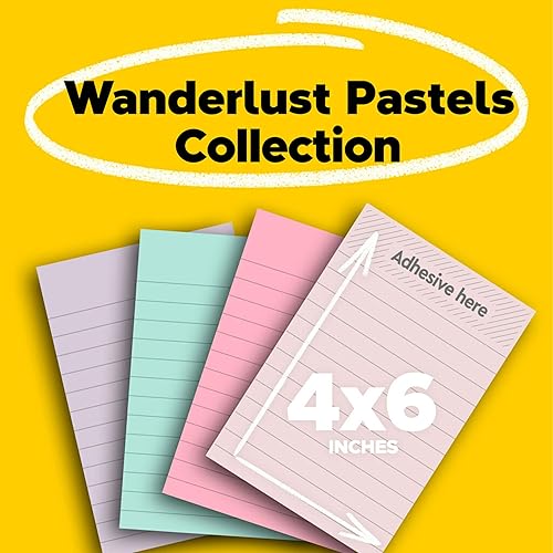 Miniatura 2 de Post-it Wanderlust Pastels Collection 4621R-4SSNRP) - Notas superadhesivas 100% de papel reciclado, 2 veces más poder de adherencia, 4 x 6 pulgadas